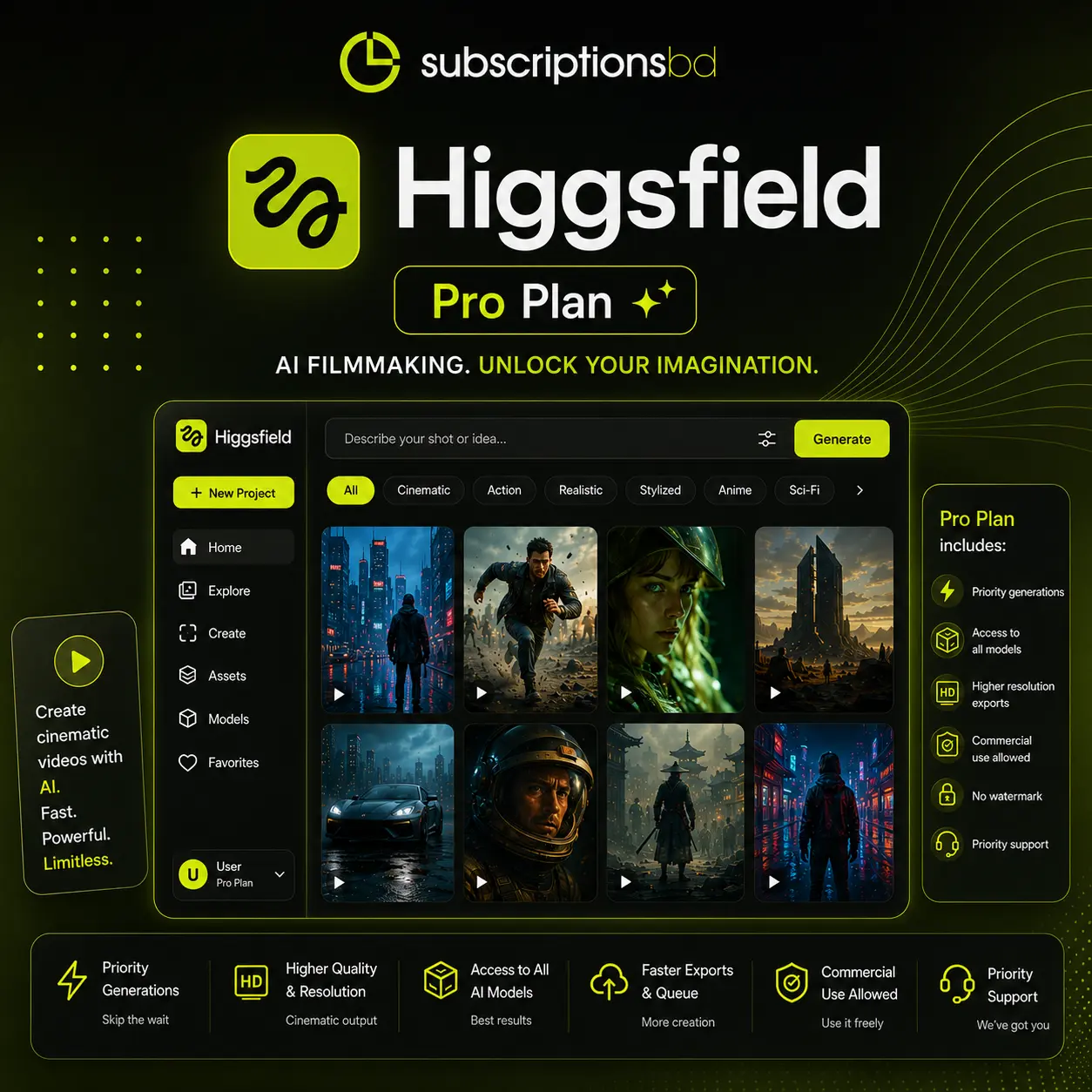 Higgsfield Pro Plan- 12 Months