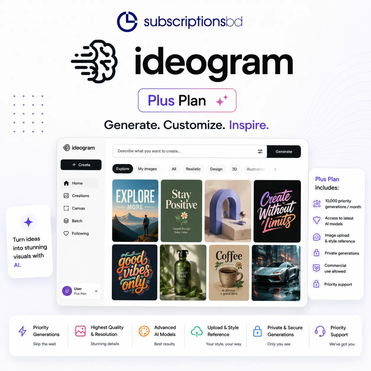 Ideogram Plus Plan- 1 Month